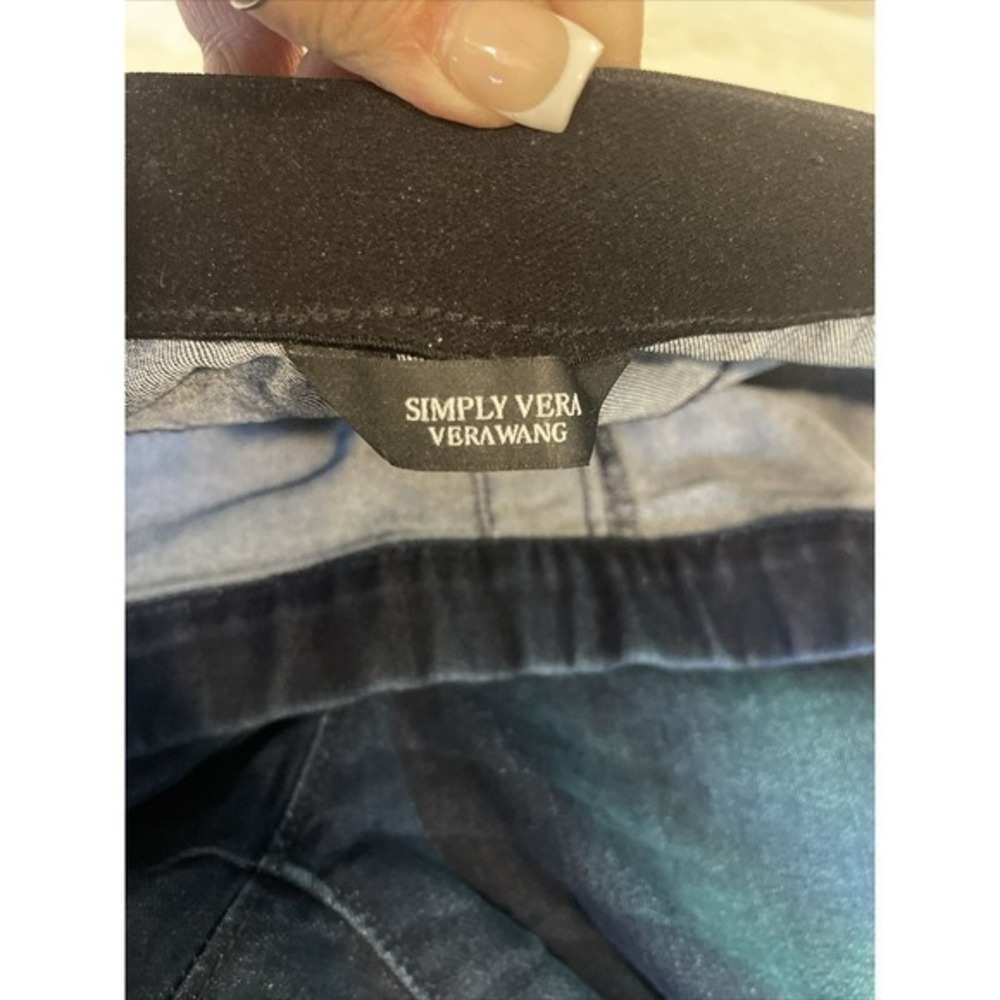 Simply Vera Wang Denim Blue Mid Rise Straight Jeans Cropped Short Sz 24 Plus View 4